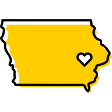clipart of Iowa with a heart at Iowa City