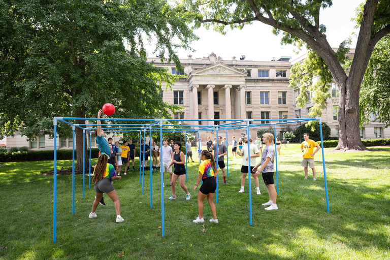 Students playing a game during On Iowa
