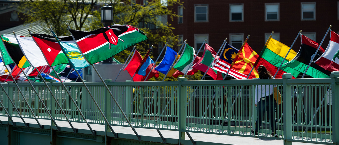 International flags on the IMU footbridge